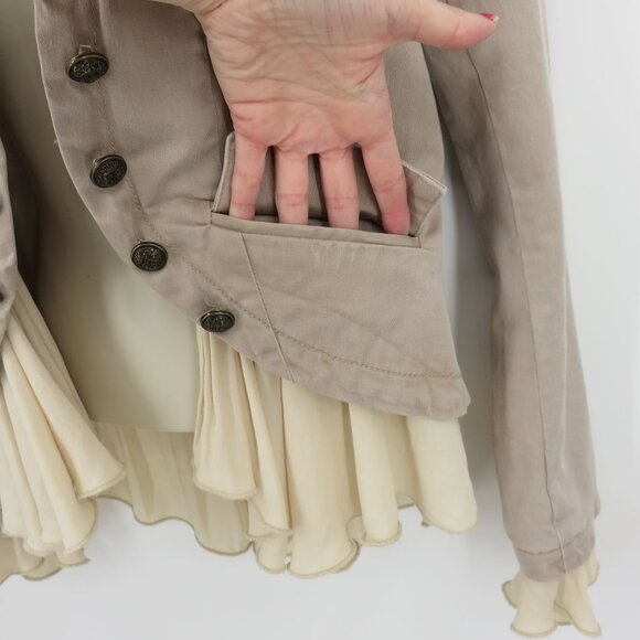 Free People Women XS Romantic Ruffles Jacket Natural Beige OB 527371 Pockets - Picture 6 of 15